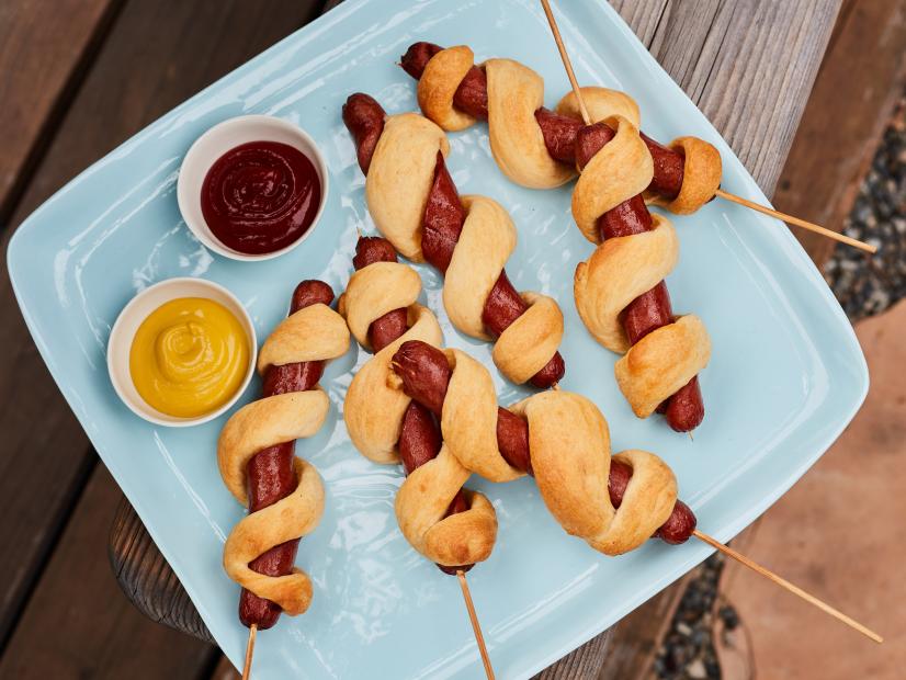 Food Network Kitchen's Grilled Spiral Pigs in Blankets.