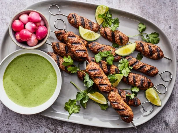 Description: Food Network Kitchen's Seekh Kebabs.