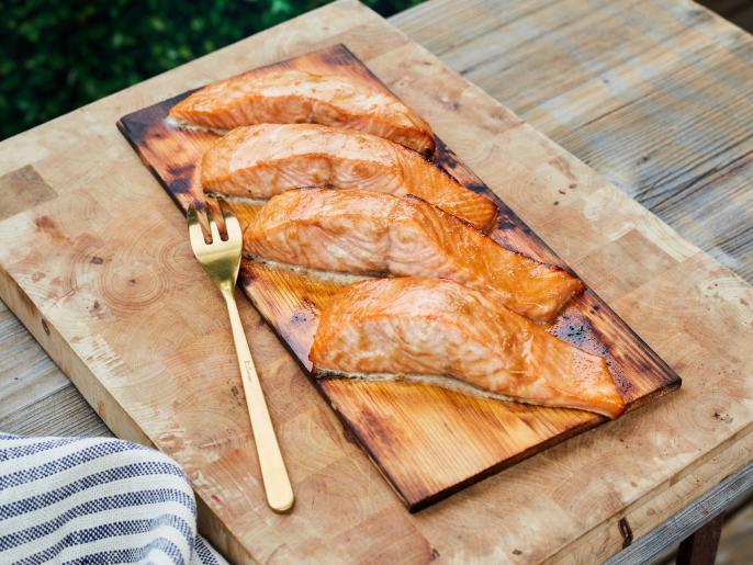MisoGlazed Cedar Plank Salmon Recipe Eddie Jackson Food Network