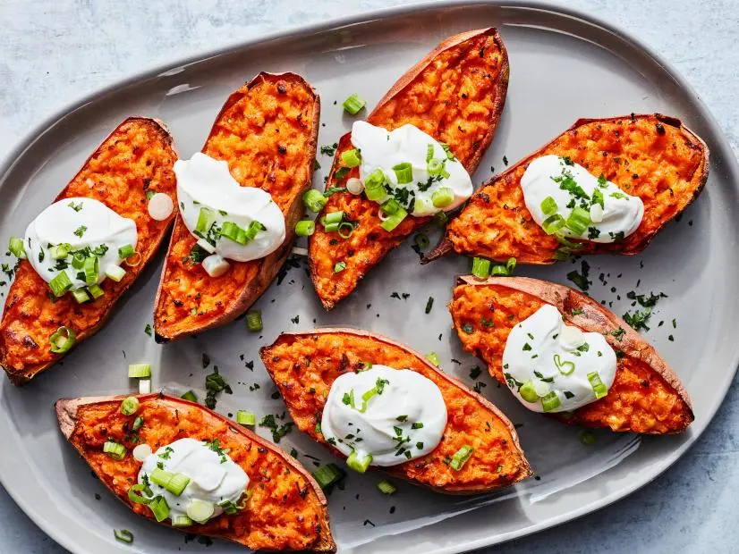 Description: JJ Johnson's Loaded Sweet Potato Skins.