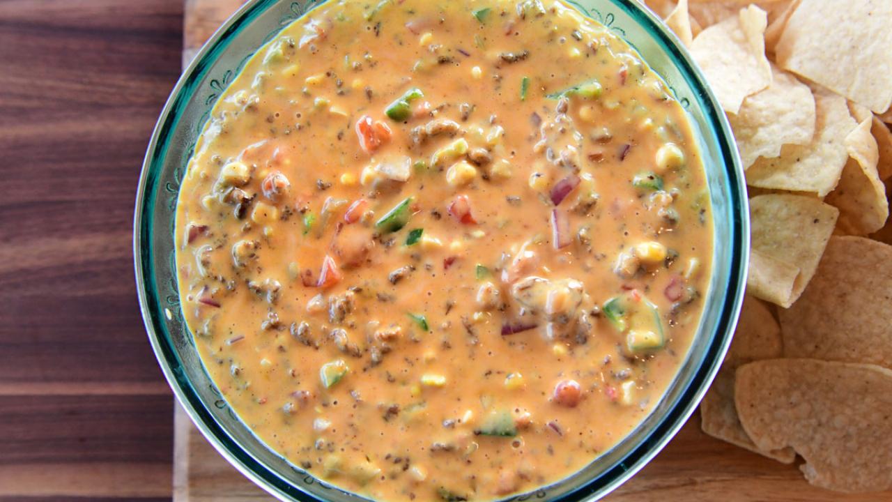Grilled Corn and Chorizo Queso