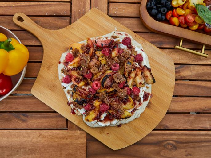 Grilled Peach Melba Pizza with Crunchy Lemon Zest Topping Recipe Alex