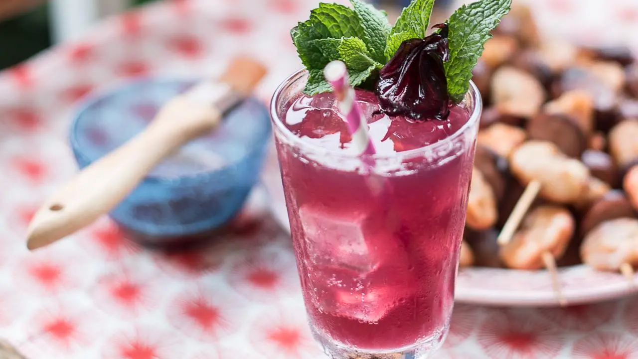 Shrimp Skewers and Red Star Cocktails
