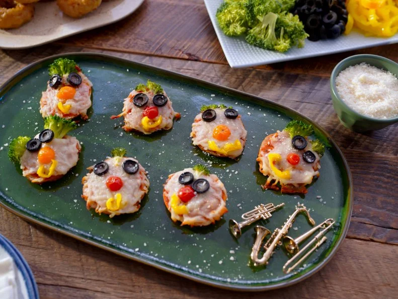 Beauty shot of Molly Yeh's Veggie Supreme Pizza Bagels, as seen on Girl Meets Farm, Season 8.