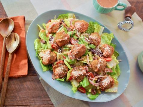 Toasted Ravioli Salad with Creamy Marinara Dressing