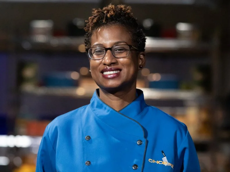 Chef Keesha O’Galdez , as seen on Chopped, Season 50, Alton Brown Maniacal Baskets Tournament.