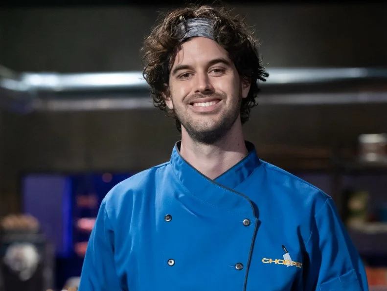 Chef Sam Jones, as seen on Chopped, Season 50, Alton Brown Maniacal Baskets Tournament.