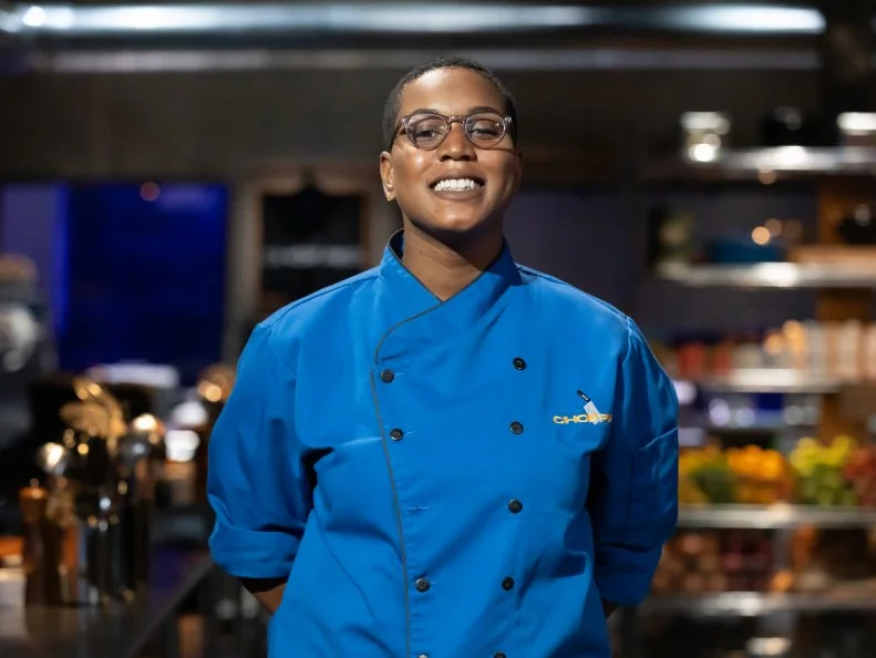 Chef  Bee Cooper, as seen on Chopped, Season 50, Alton Brown Maniacal Baskets Tournament.