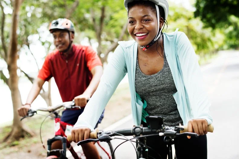 Couple Riding Bikes Together