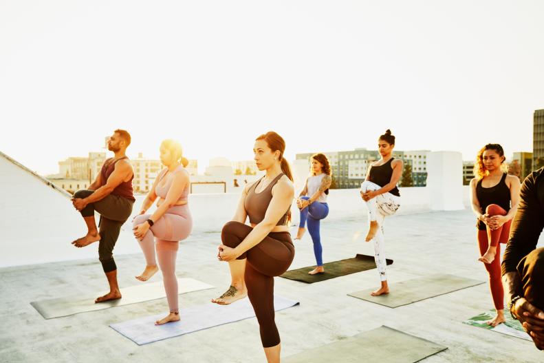 Rooftop Yoga Class at Sunset