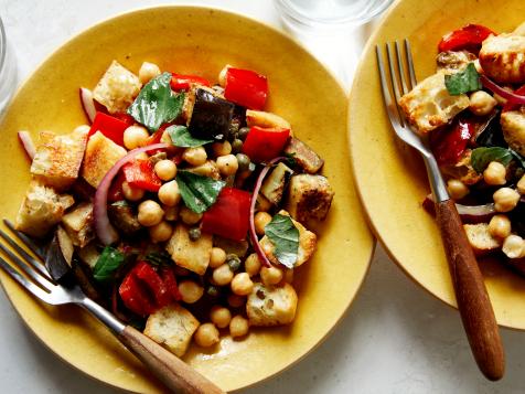 Sheet Pan Eggplant Panzanella for Two