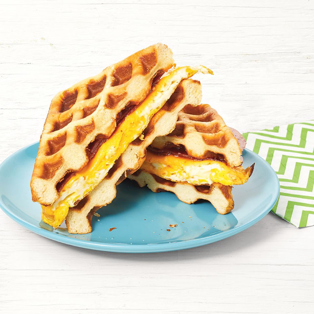 The BEST Waffle Breakfast Sandwich EVER!  Ninja Belgian Waffle Maker  Recipes! 