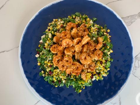 Spicy Grilled Shrimp with Corn and Pomegranate Salad