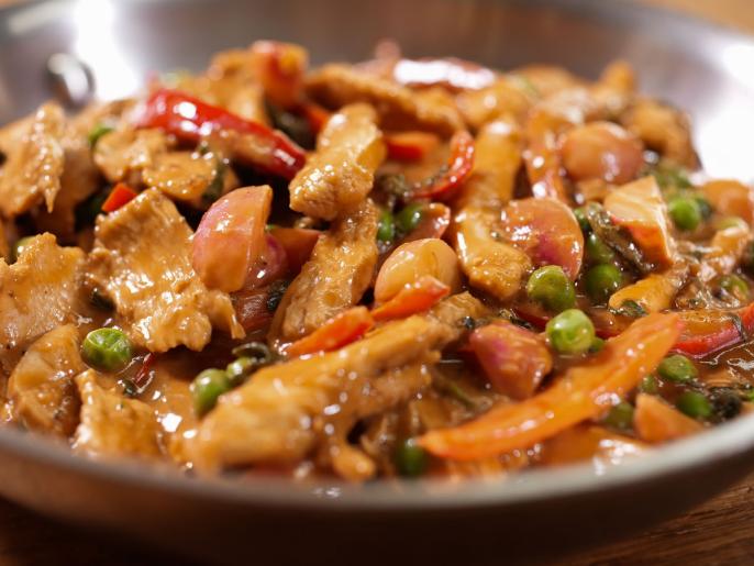 Chicken Stir-Fry with Spicy Peanut Sauce Recipe | Alex Guarnaschelli ...