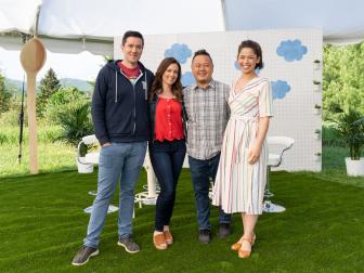 Portrait of judges Chris Rivard, Allison Tila, and Jet Tila with host Molly Yeh, as seen on Ben and Jerry’s The Cold Wars, Season 1.