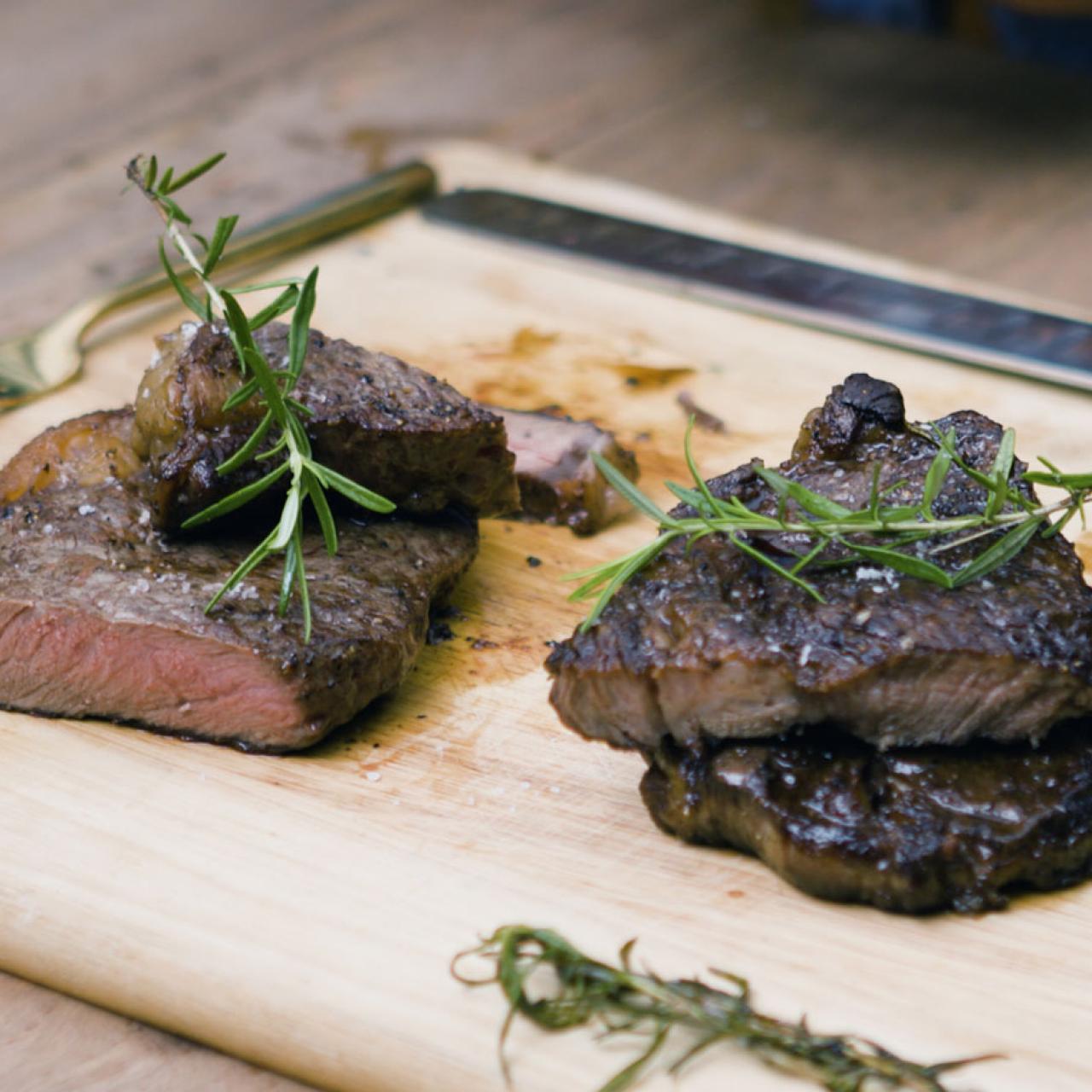 New York Strip and Shrimp Grilled on a Salt Block 