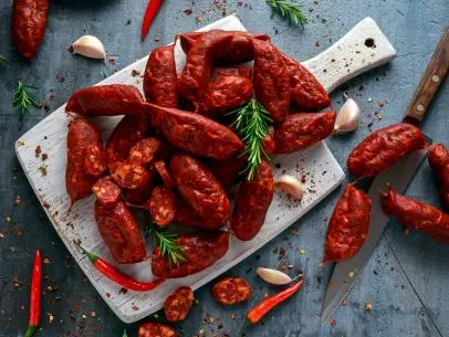 Spanish pork chorizo sausages made with paprika, garlic, chilli and rosemary.