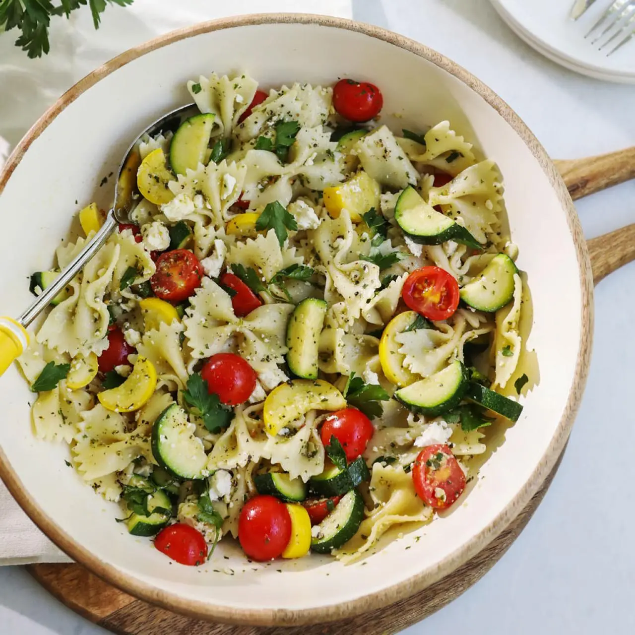 Summer Squash Pasta Salad with Chimichurri Vinaigrette Recipe