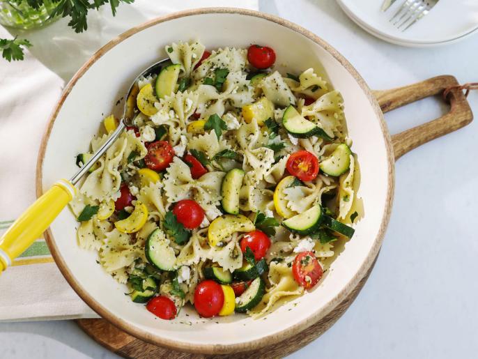 Summer Squash Pasta Salad With Chimichurri Vinaigrette Recipe Kardea Brown Food Network