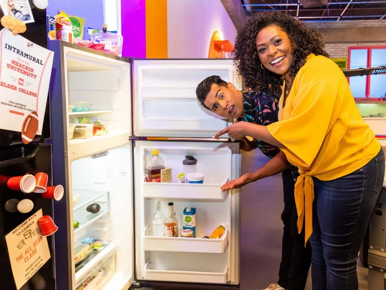Judges Jamika Pessoa and Jordan Andino, as seen on Raid The Fridge on Food Network, Season 1.