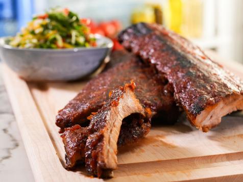 Sticky Tamarind Ribs with Sweet and Spicy Kale Mango Slaw