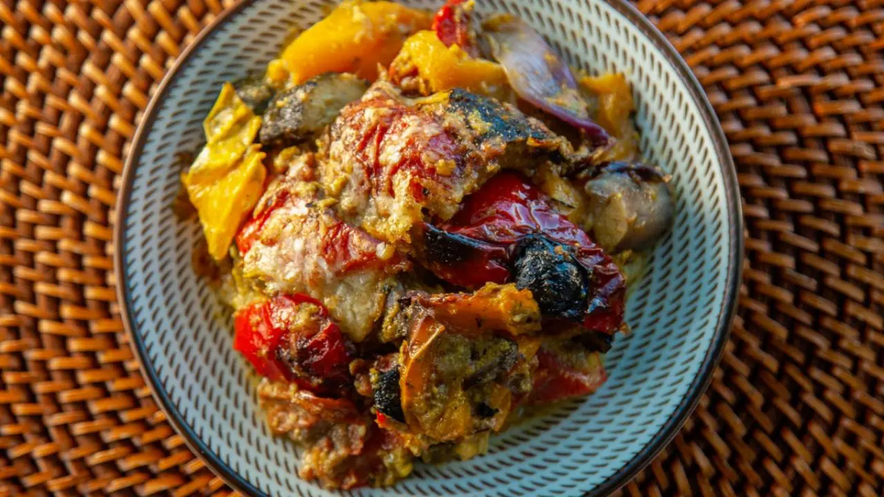 Grilled Zucchini and Eggplant Casserole with Pistachio Pesto