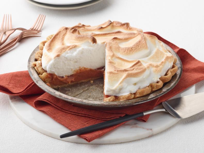 Food Network Kitchen’s Cranberry Curd Pie with Meringue Topping, as seen on Food Network.