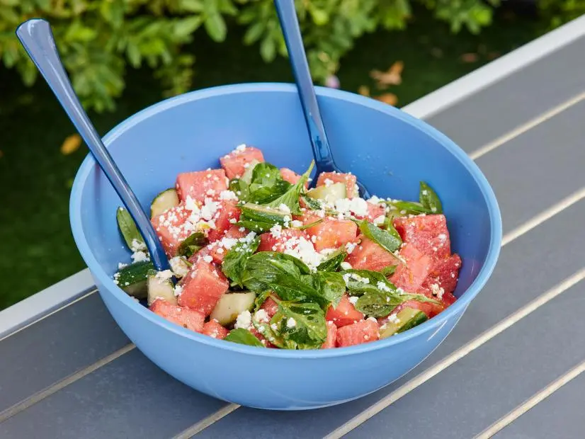Description: Hali Bey Ramdene's Salty Watermelon Margarita Salad.