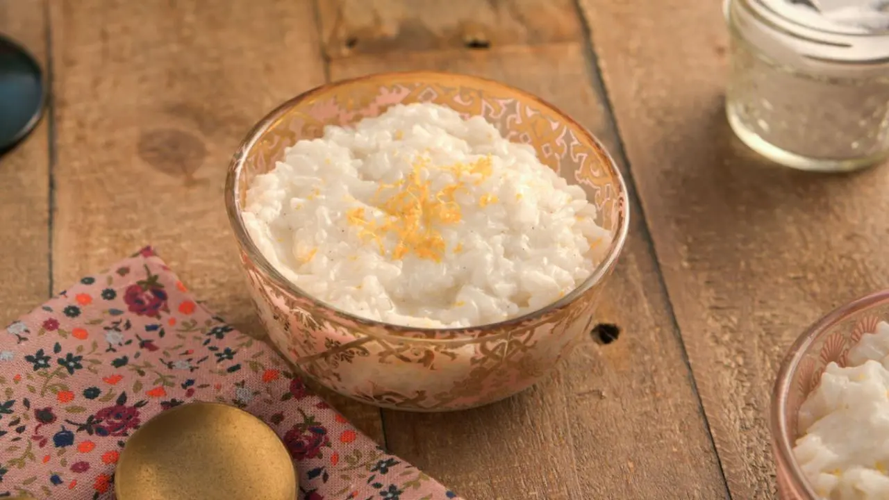 Orange-Coconut Rice Pudding with Homemade Vanilla Sugar