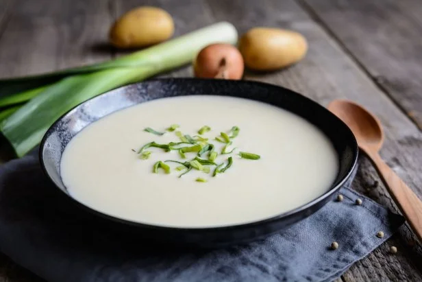 Vichyssoise - traditional French soup made of leek, potato and onion