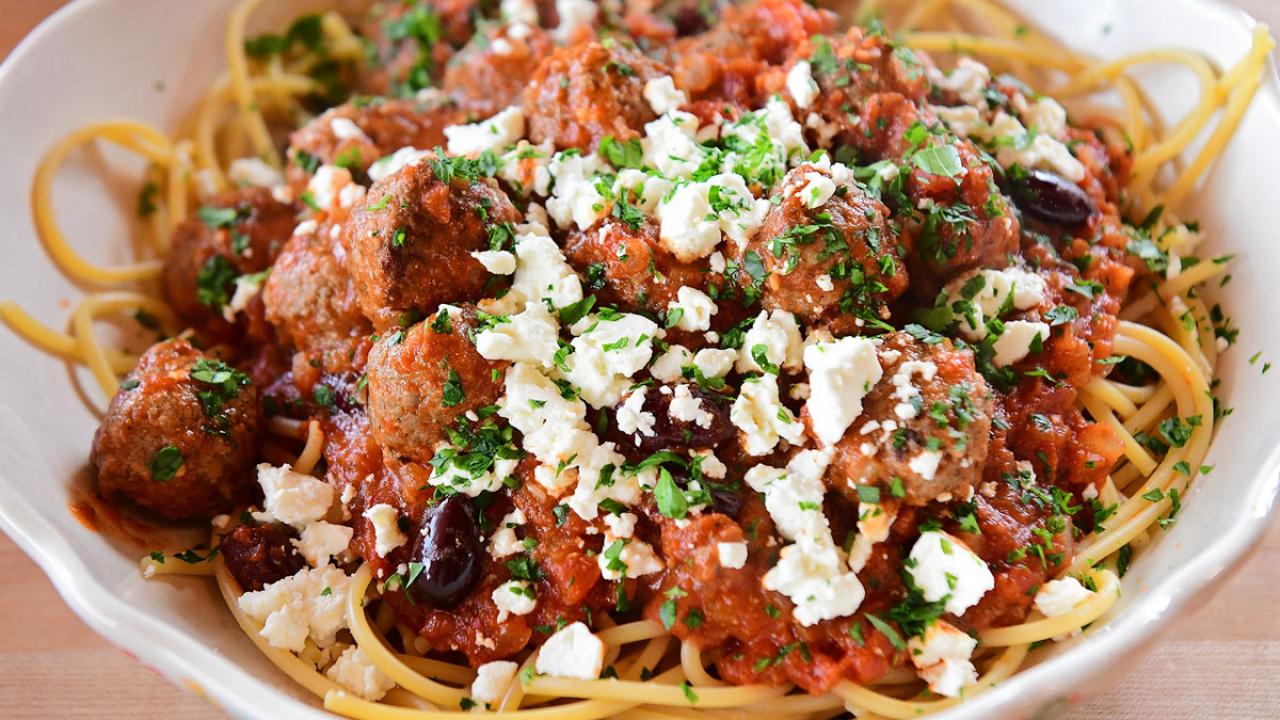 Greek Spaghetti and Meatballs
