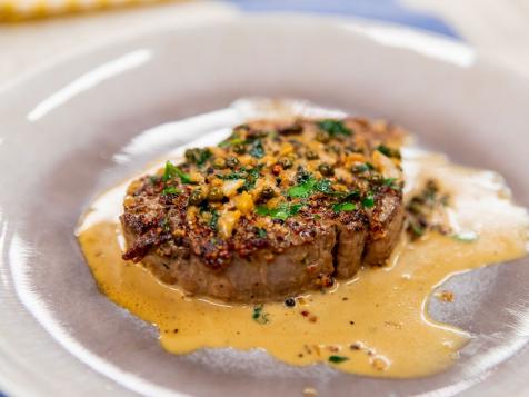 Pan Roasted Filet Mignon with Green Peppercorns
