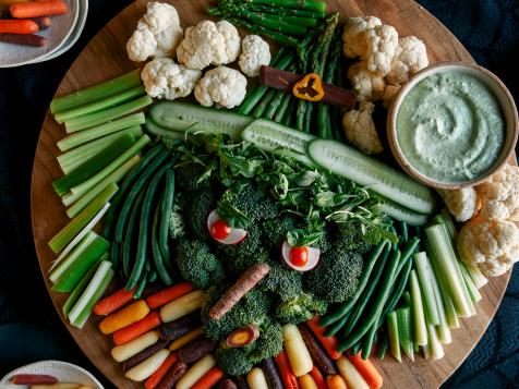 Halloween Vegetable Tray Witch with Herb Dip