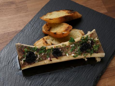 Roasted Bone Marrow with Salsa Verde and Caviar