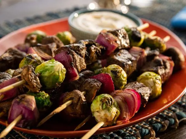 Steak and Veggie Skewers with Creamy Dipping Sauce Recipe | Trisha Yearwood | Food Network