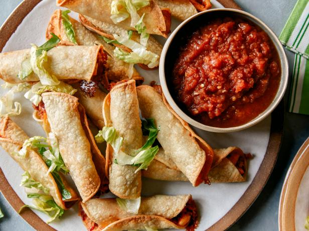 Air Fryer Taquitos and Charred Salsa