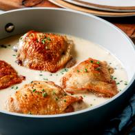 Skillet Chicken Thighs with White Wine Butter Sauce