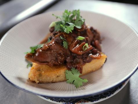 Southwestern Braised Rabbit with Black Beans and Fried Polenta