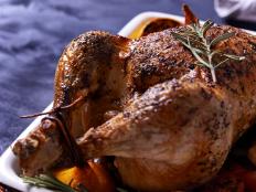 roast chicken with rosemary close up
