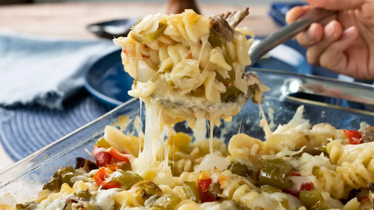 Philly Cheesesteak Pasta Bake