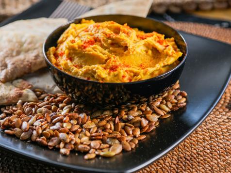 Roasted Kabocha Hummus with Spicy Crunchy Seeds
