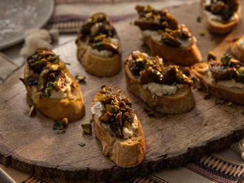 Honey-Glazed Brussels and Ricotta Crostini