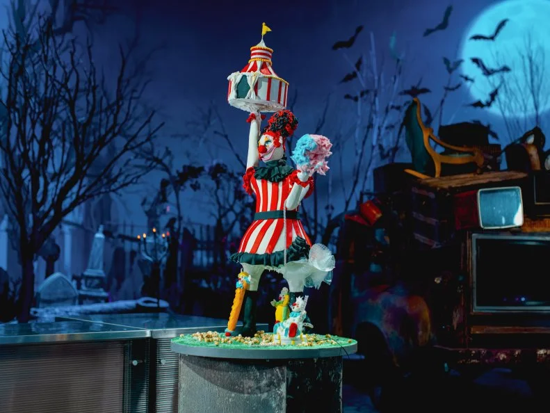 Team Ghosts With The Most completed fortune teller cake, as seen on Halloween Wars, Season 11.