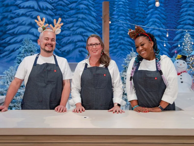 Contestants Brad Lamb, Tammy Varela and Piper Guy, as seen on Holiday Wars, Season 3.