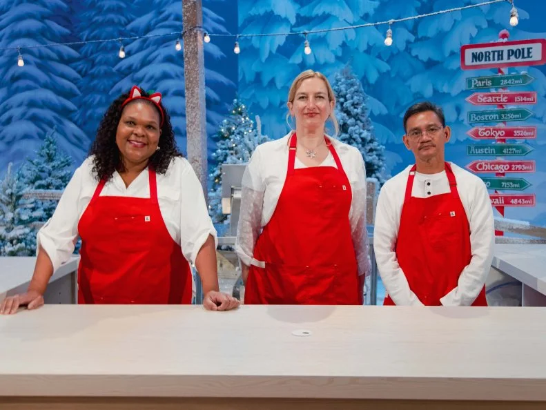 Contestants Debbie Church, Jackie Kock and Orly Yadao, as seen on Holiday Wars, Season 3.