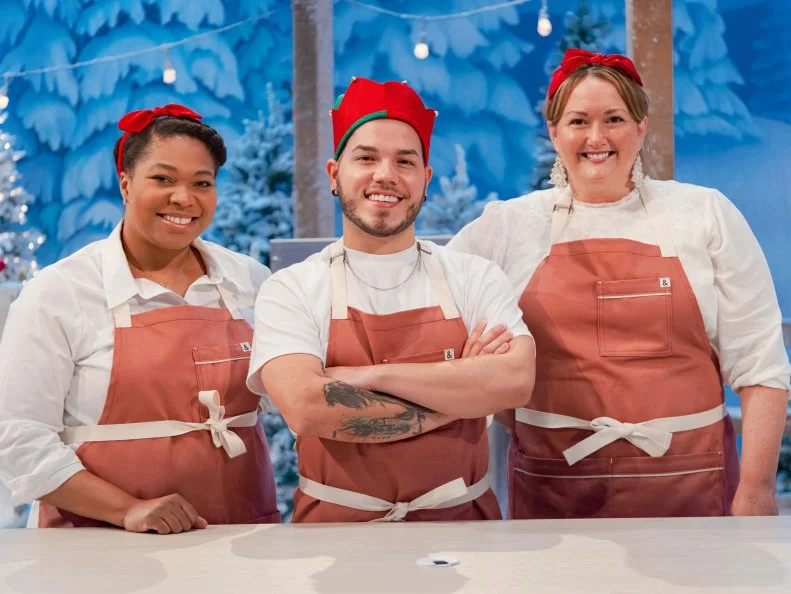 Contestants Asia Coffee, Ramon Camacho, Jen Barney, as seen on Holiday Wars, Season 3.