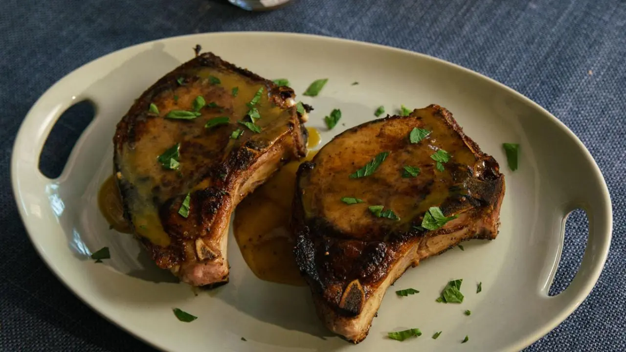 Pan-Seared Pork Chops with Sweet Mustard Sauce