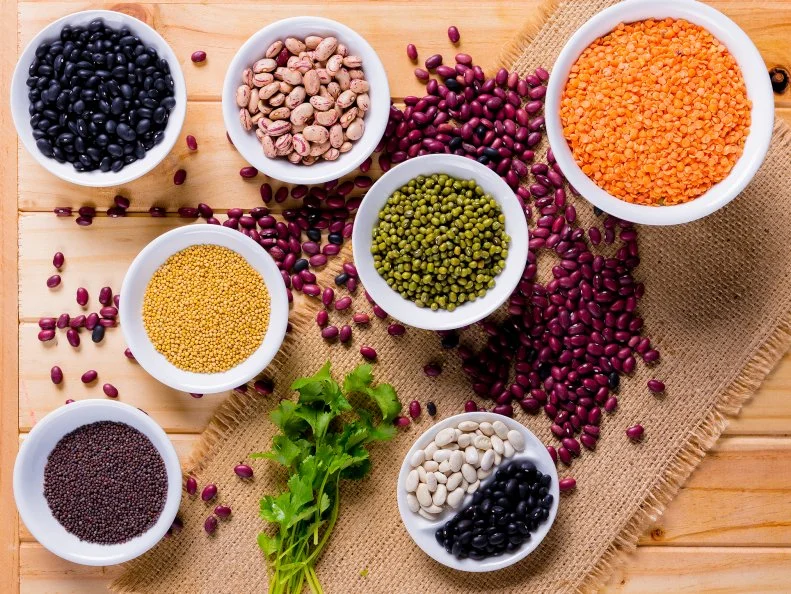 Ceramic bowls of lentils & spices