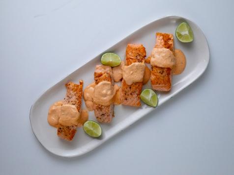 Seared Salmon with Spicy Red Pepper Aioli