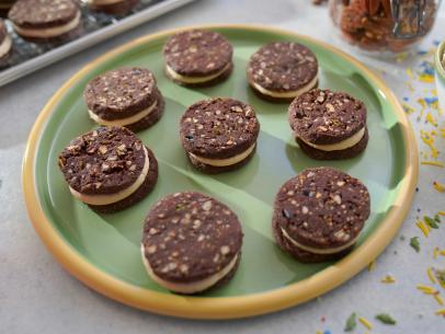 Beauty shot of Molly Yeh's Chocolate Pecan Sandwich Cookies